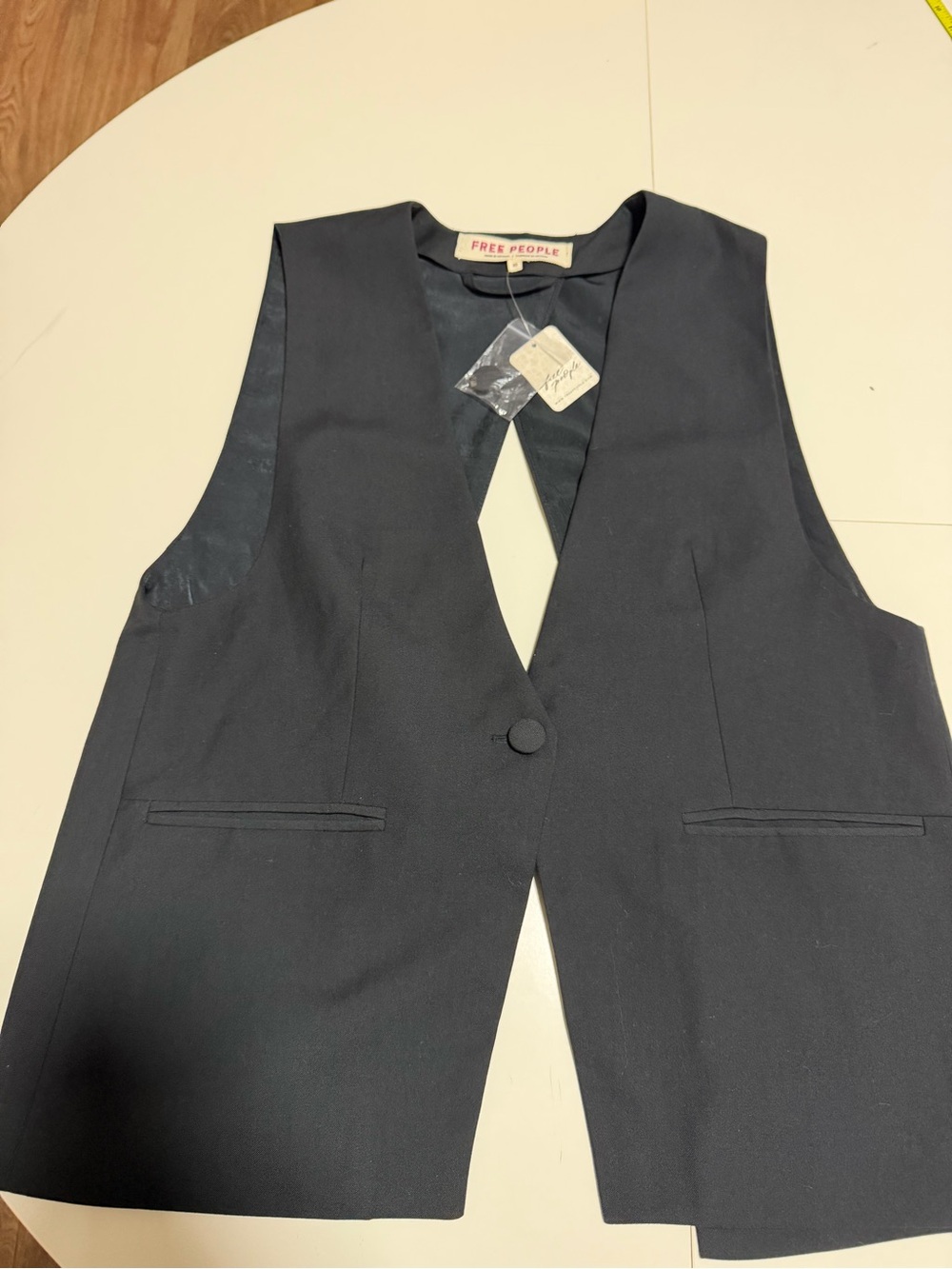 Free People Black Tailored Single-Button Vest